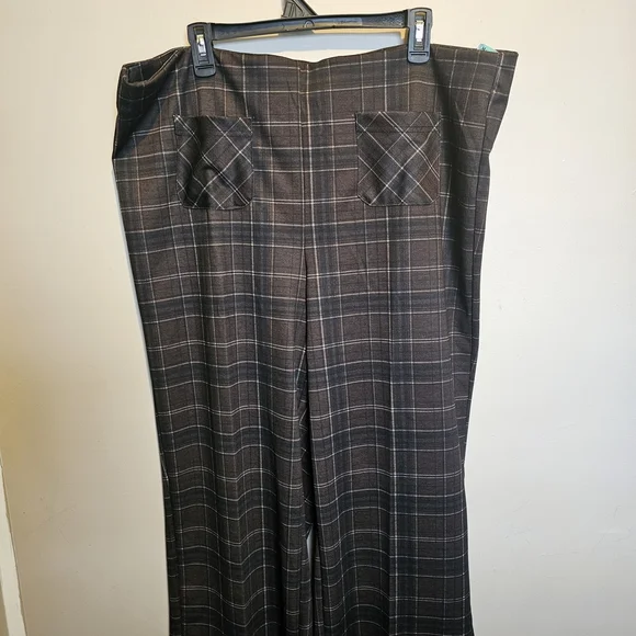 Pull On Wide Leg Crop Women's Plaid Trousers Size 3X MEG & MARGOT - Picture 3 of 16